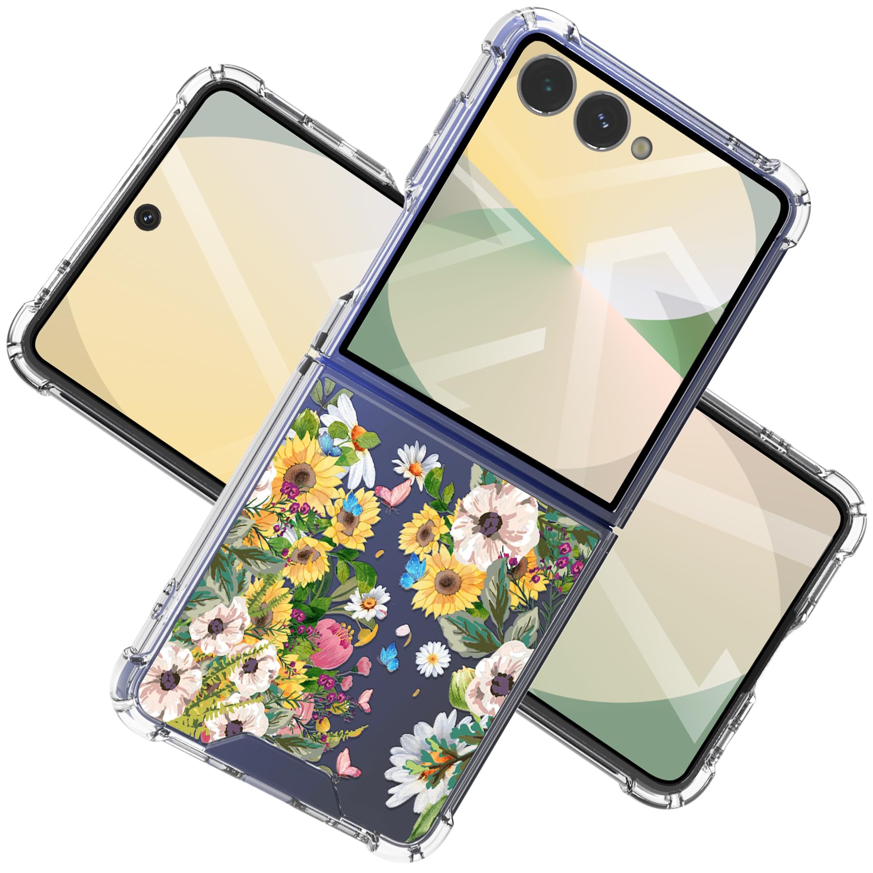 Photo 1 of CLATUK for Samsung Galaxy Z Flip 7 Case 5G Flowers Slim Anti-Drop Shockproof Protective Soft Shockproof Clear Phone Protective Covers 6.8 Inch for Women Men (Flowers Sea)