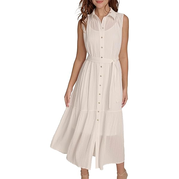 Amazon.com: Tommy Hilfiger Women's Sleeveless Halter Neck Seersucker Tiered  Skirt Maxi Dress, Bloom/Bright White, 2 : Clothing, Shoes & Jewelry