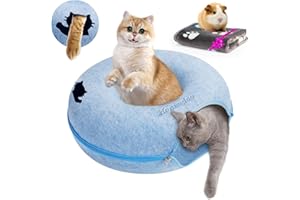 Homagico Peekaboo Cat Cave for Indoors Cats,Cat Dounut Cat Tunnel Bed,Hiding and Exploring Fun,Exercise Scratching, for Large Cat Up to 30 Lbs