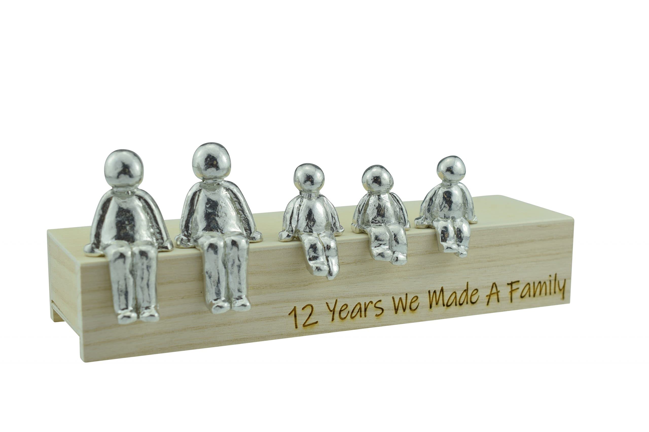 Pirantin 12th Anniversary Idea - 12 Years We Made A Family Metal Ornament - Choose Your Family Combination Box & Woodgrain May Vary(3 Children)