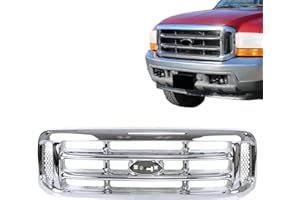 Titanium Plus Autoparts New Front Grille Grill Chrome 1999-2004 Fits FORD F250 F350 Super Duty | 2000-2005 FORD Excursion F81Z8200 FO1200417