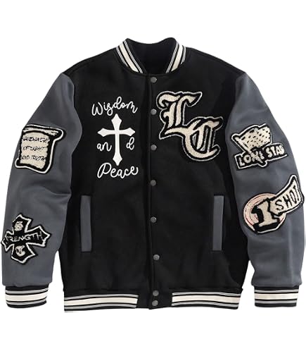 SOLY HUX Men's Varsity Jacket Color Block Letter Graphic Print