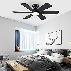 46 inch Ceiling Fans with Lights, Black Ceiling Fan
