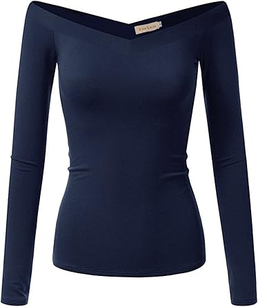 off the shoulder v neck long sleeve top