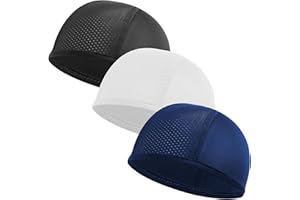 volumoon 3 Pack Under Helmet Caps, Breathable Cycling Helmet Liner, Summer Cycling Skull Caps, Wicking Running Hats, Under He