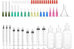 EOMHEPT Glue Syringe Needle Tip Squeeze Bottles Set (1ml-50ml), 14G-22G Blunt Needle Tip with Caps, Precision Glue Applicator for Oil, Ink and Art Crafts