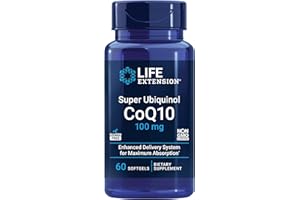 Life Extension Super Ubiquinol CoQ10, Heart Health Supplement, Cell Energy, oxidative Stress Defense, Maximum Absorption, 100 mg, Non-GMO, Gluten-Free, 60 softgels