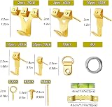 XIAO MO GU 162Pcs Heavy Duty Picture Hooks Kit for Hard Walls Gold view 2