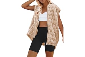 SENSERISE Womens Oversized Puffer Vest Sleeveless Quilted Jacket Zip Up Hooded Puffy Vest Winter Coats with Pockets