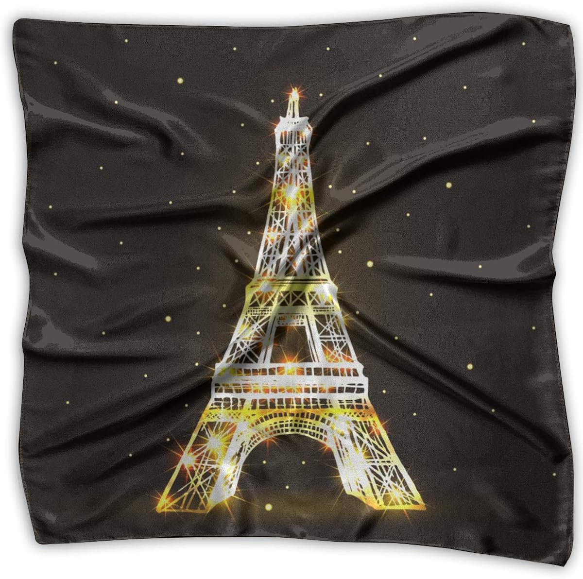 Scarf Eiffel Tower Gold Fires Beams Shine Star Sky Ladies Square Silk Satin Scarf Bandana Head Scarves for Women Girls: Clothing