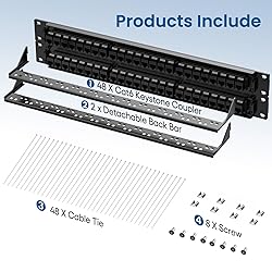 CableGeeker Patch Panel 48 Port, Cat6 Patch Panel