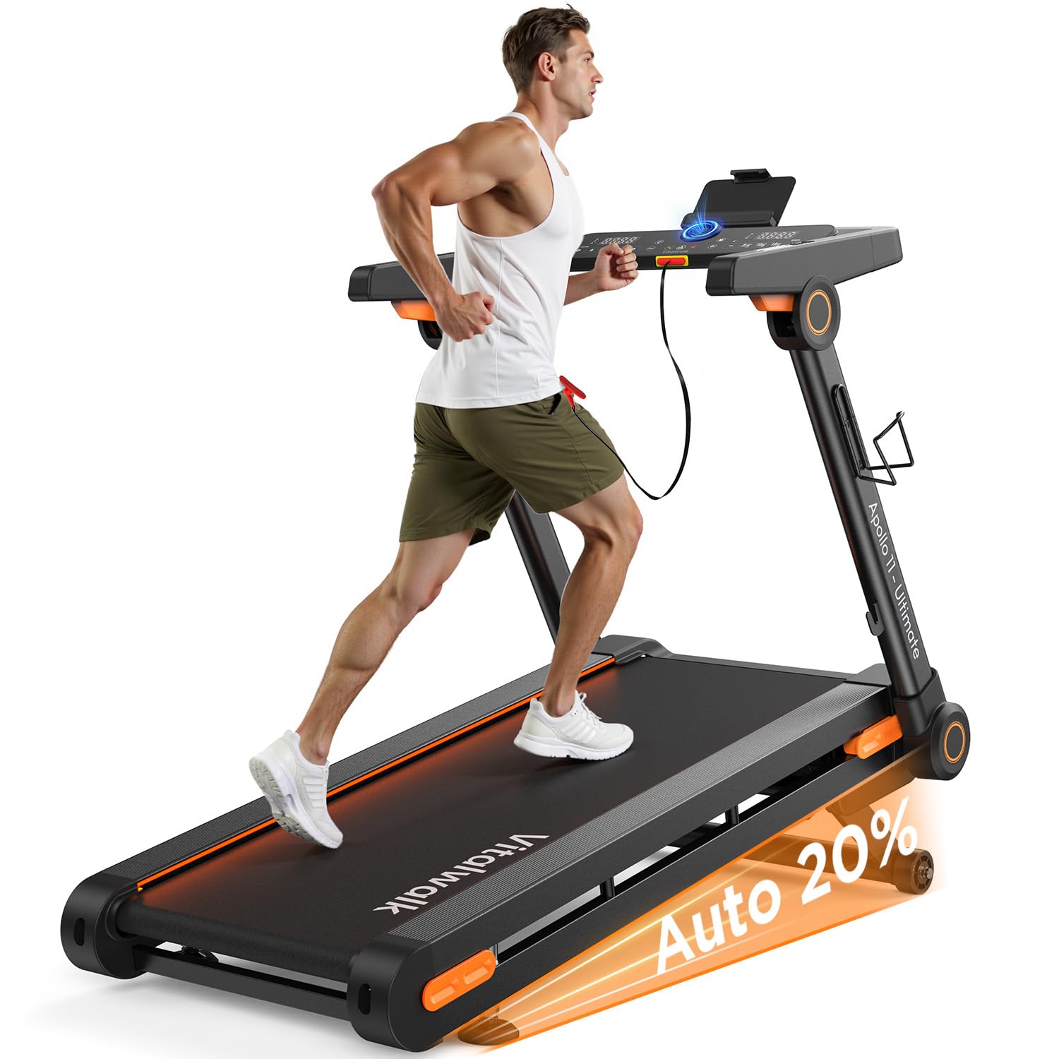 Photo 1 of Foldable Treadmill with Auto Incline - Vitalwalk Commercial 48"x18" Wide Running Belt, 20% / 15% Incline, 10MPH, 3.5HP Brushless, Walking Pad Treadmill for Home, Auto Folding, No Installation, 350LBS