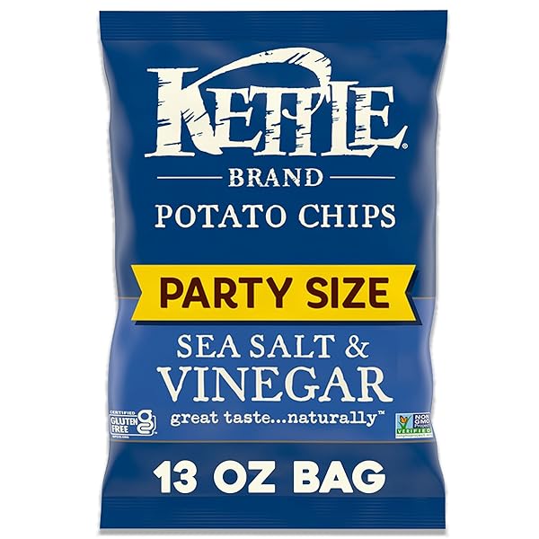 KETTLE BRAND POTATO CHIPS, SEA SALT & VINEGAR KETTLE CHIPS, PARTY SIZE, 13 OZ