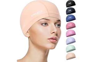 COOLMATE Fabric Swim Cap for Adult Women Men Kid 3 4 6 8 14 16, Silicone Water Resistant Layer, Cloth Swim Cap Gifts for Swimmers, Lightweight for Pool, Lap Swimming (1 pc)