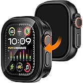Dolstrap 2 in 1 Metal Case Compatible with Apple Watch Ultra 3/2/1 49mm with Built-in Screen Protector, 360° Full Protective Shockproof Bumper Case with Back Cover for iWatch Ultra 3/2/1 49mm, Black