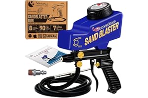 LE LEMATEC Portable Sandblaster Gun Kit, Air Compressor Sand Blaster, Paint & Rust Remover, Abrasive Media & Soda Blaster for