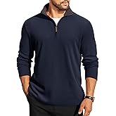 COOFANDY Mens Quarter Zip Pullover Lightweight Sweater Casual Long Sleeve Corduroy Half Zip Sweatshirt