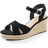 DREAM PAIRS Espadrille Dressy Wedge Sandals, Women's Platform Sandals Casual Summer, Comfortable High Heeled Wedges with Adjustable Buckle