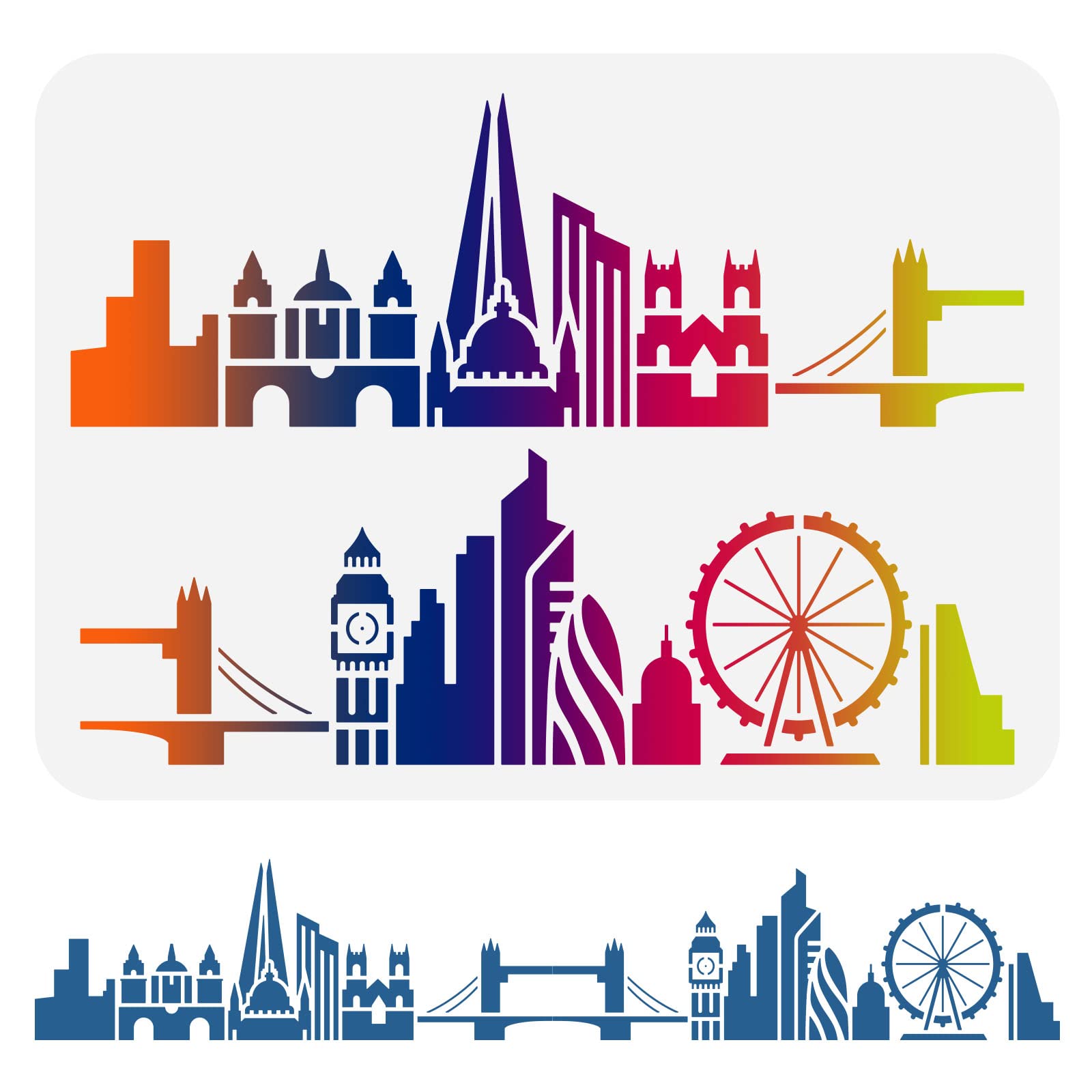 FINGERINSPIRE London City Skyline Stencil - 29.7x21cm Reusable City Buildings Wall Border Stencil Hollow Out Skyscraper Big Ben Bridge Template for Painting