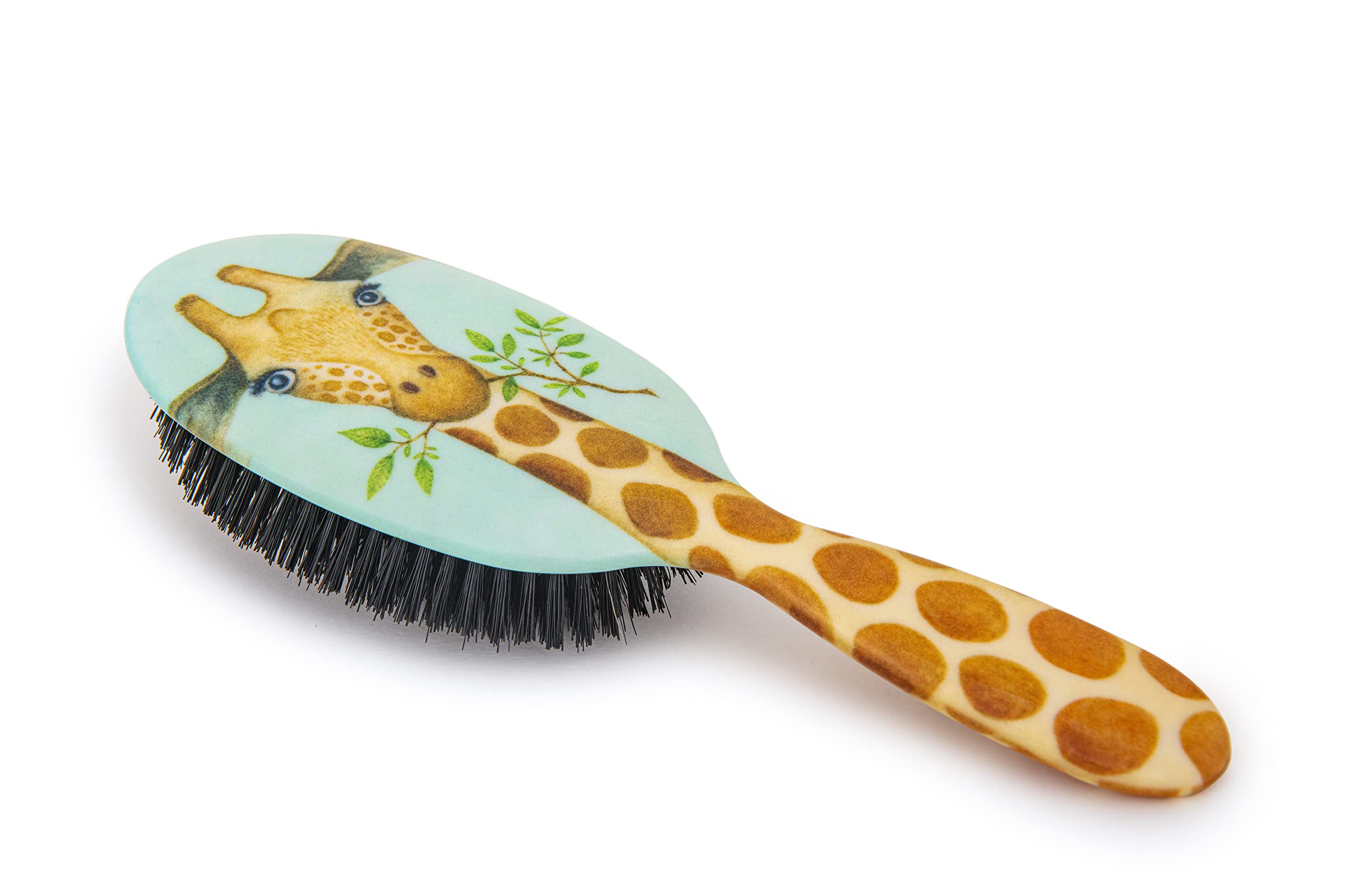 Rock & Ruddle Natural Pure Boar Bristle Hair Brush for Women and Kids (Large, 21cm) - Perfect for Wet or Dry Hair, Detangling Smoothing Blowdrying - Made in UK - Giraffe