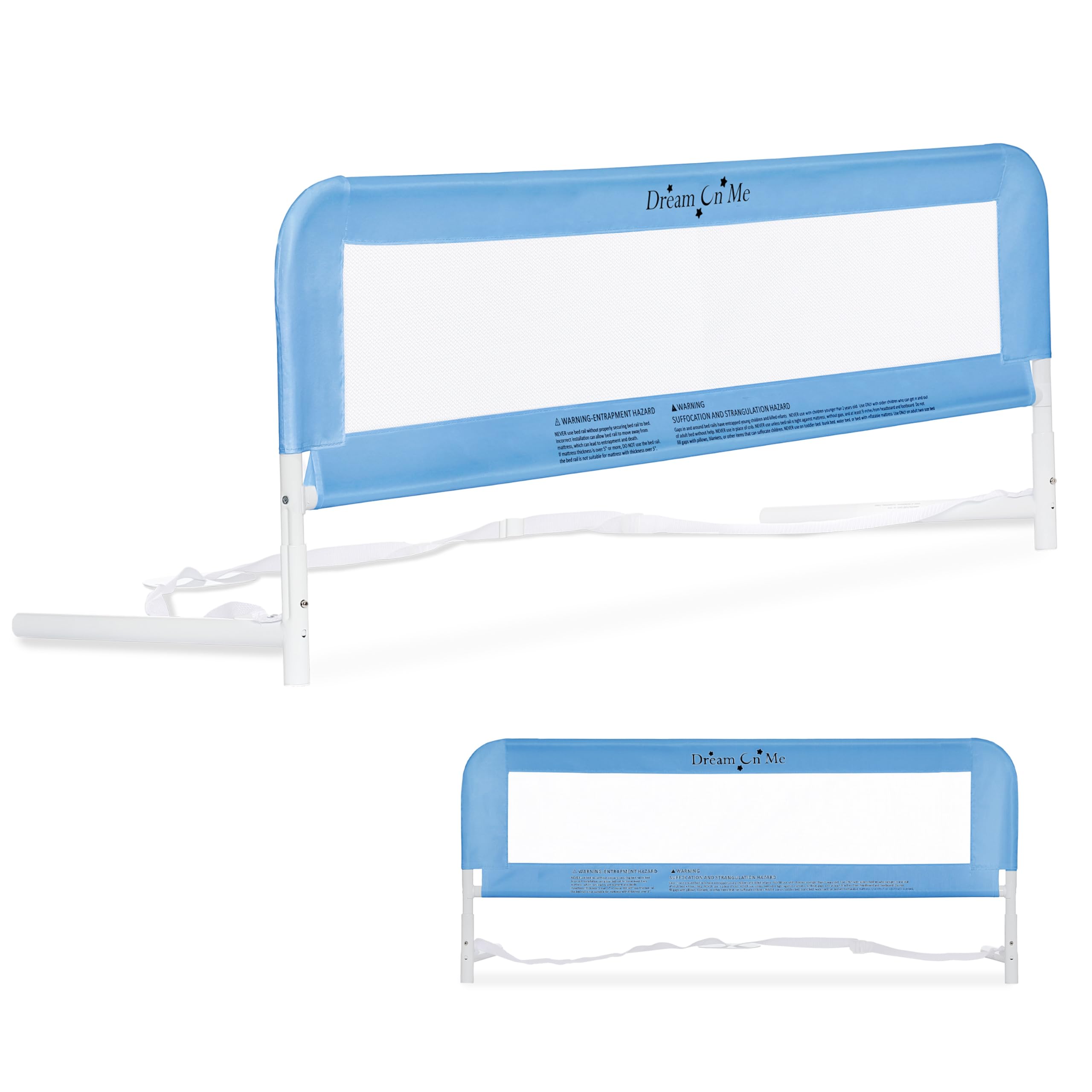 Photo 1 of Dream On Me Adjustable Mesh Bed Rail, Two Height Levels, Ready To Use, Compatible with Adult Twin Size Beds, All Steel construction, Equipped with Guard Gap, Durable Nylon Fabric Mesh, Blue