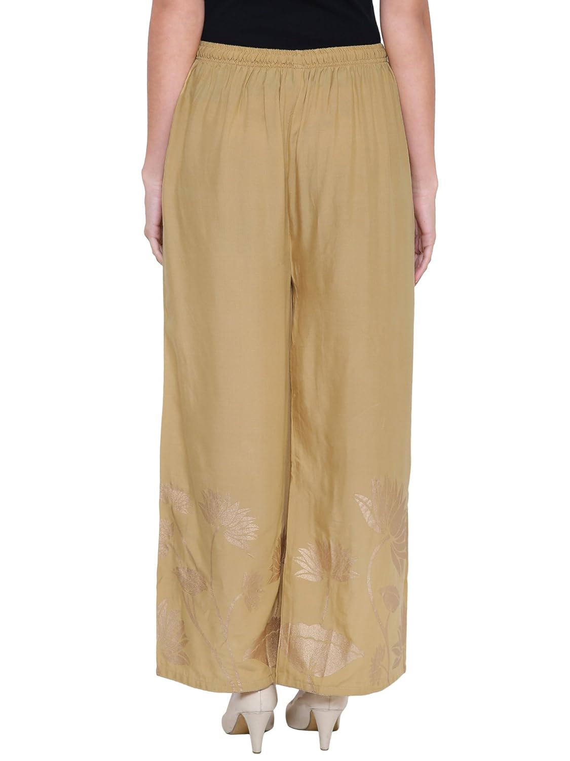 damen mode women rayon printed gold flower printed palazzo pants