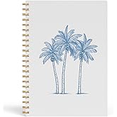 FISWAFY Tropical Palm Tree Notebook, Coastal Beach Journal, Blue Beachy Journal for Writing, Beach Lover Gifts for Women Men, Ocean Aesthetic Spiral Notebook, 5.5x8.3 Inch 554