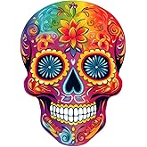 Anime Sugar Skull Vinyl Car Decal – Waterproof Day of The Dead Bumper Sticker, 2-Pack Colorful Cartoon Graphic for Laptop, Water Bottle, Vehicle#B113
