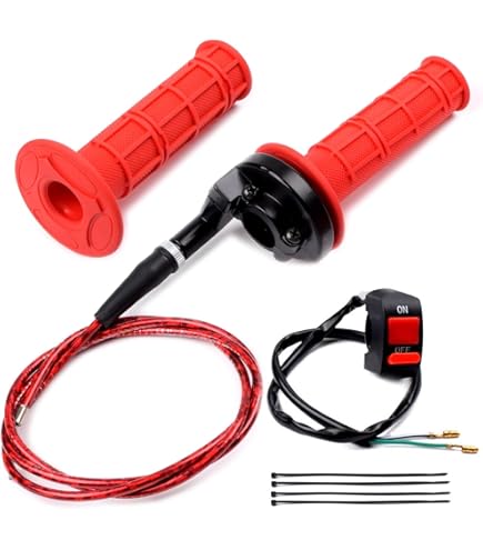 PUCKY New 7/8 22mm Thumb Throttle Cable Accelerator Handle Assembly For 50cc 70cc 90cc 110cc 125cc 250cc Atv Quad Go Kart Taotao Pit Bike Red