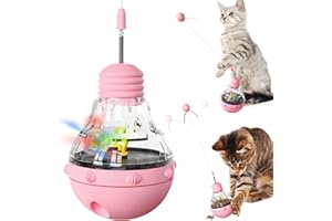 zaabaazina Cat Toy Tumbler Design, Slow Feeder Dispensing Toy Cat Weight Loss, Interactive Cat Toy Cat Rotating Cat Teaser has a Strong Attraction to Cats, Cat Light Bulb Toys Suitable for All Cats