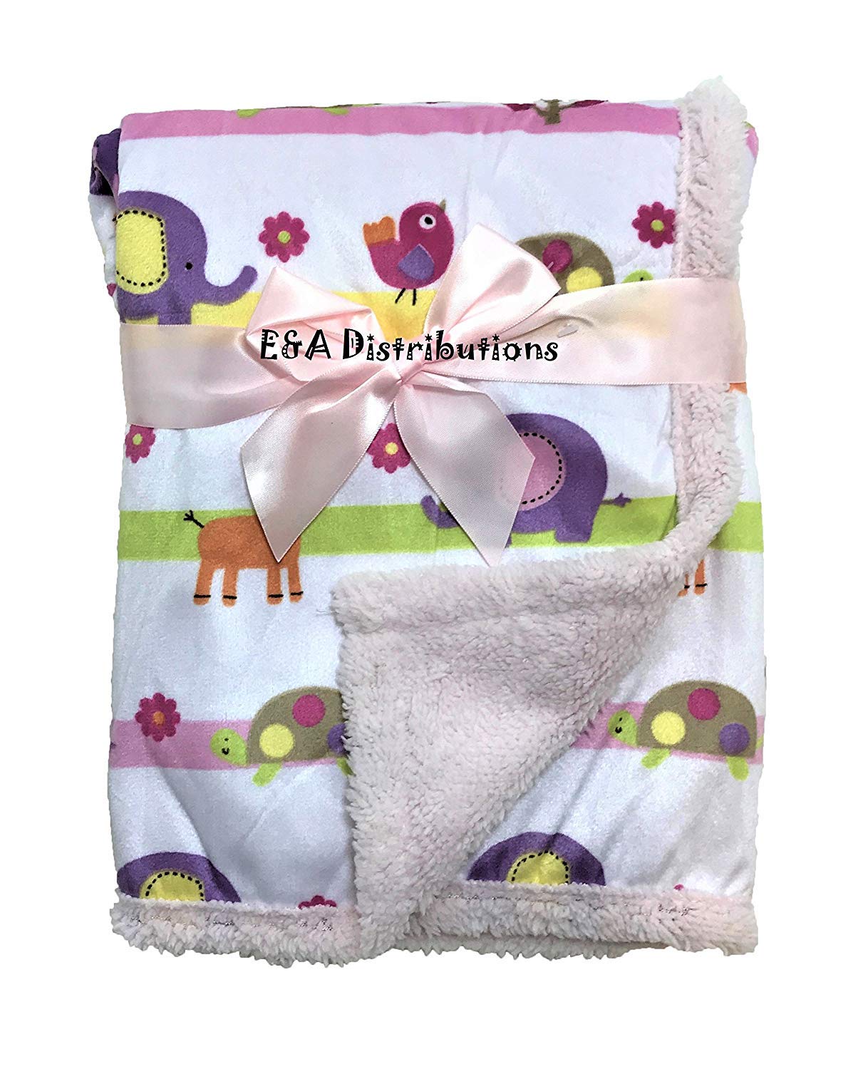Baby Boys/Girls Jungle Animal Design Supersoft Microfleece Wrap Blanket (75cm x 100cm) (White/Pink)