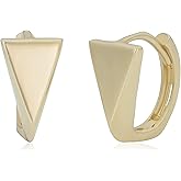 KoolJewelry 14k Yellow Gold Geometric Triangle Huggie Earrings