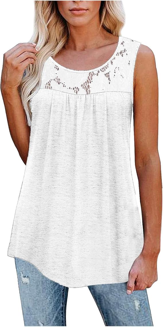 Amazon レディース ノースリーブ レース ｔシャツ タンクトップ プルオーバー ネットヤーン Kukoyo 夏服 無地 セクシー カジュアル スポーツウェア トップス ゆったり 通気性 プレゼント 普段着 部屋着 人気 出掛け 快適 お洒落 Tシャツ Tシャツ カットソー 通販