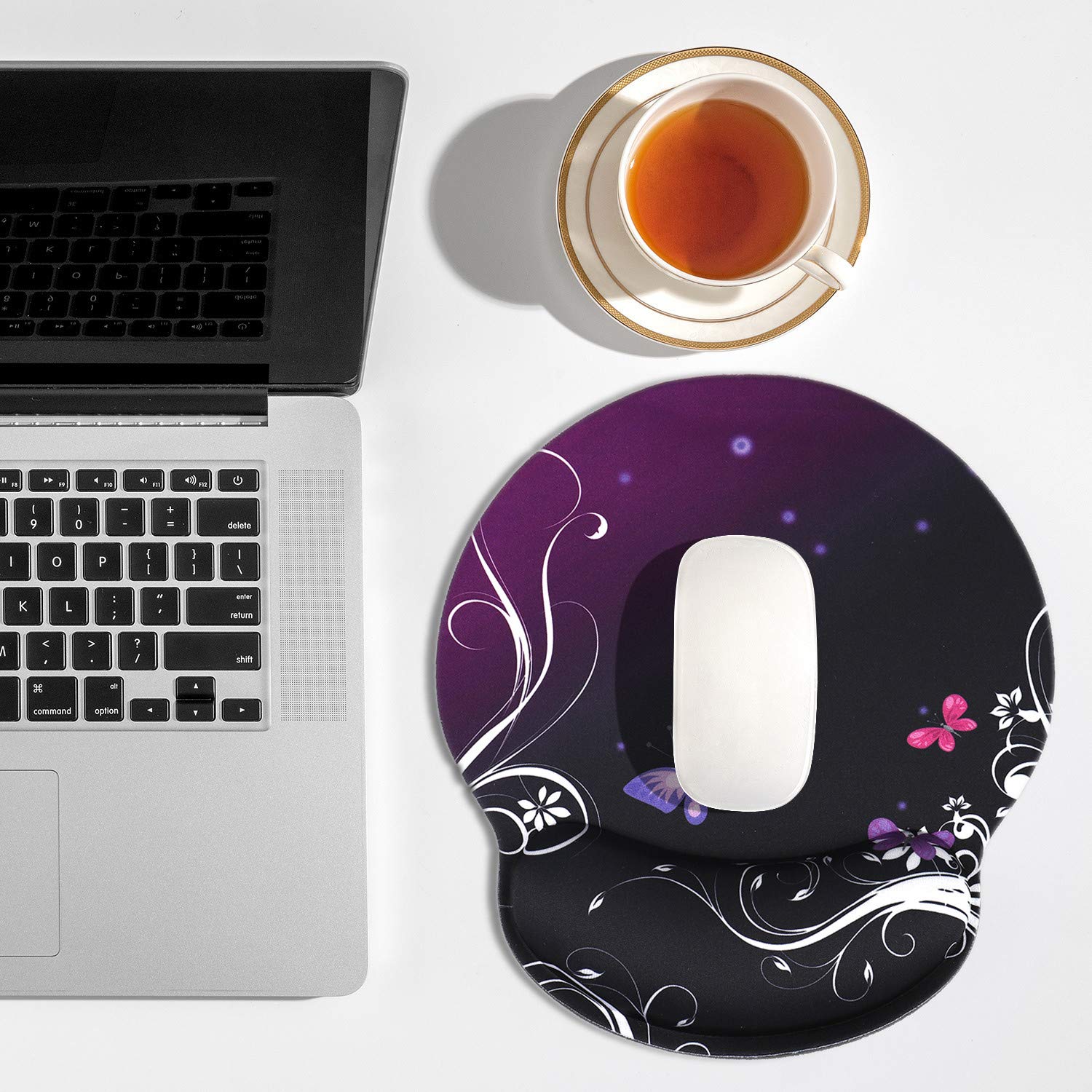 HILUCKI Mouse Pad Ergonomic Mouse Mat with Wrist Support Rest Memory Foam Computer Mouse Pad with Nonslip Rubber Base for Home, Office, Laptop, Gaming (MB-065)