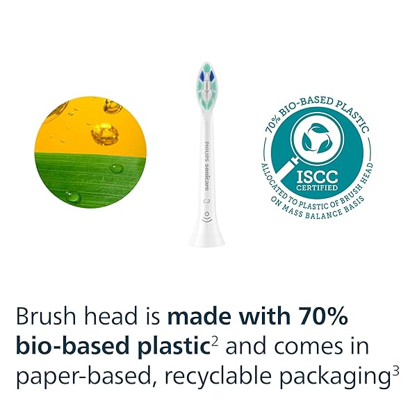 PHILIPS SONICARE C2 PLAQUE CONTROL, GENUINE REPLACEMENT ELECTRIC TOOTHBRUSH HEADS FOR SONICARE HANDLE OWNERS, PLAQUE REMOVAL, WHITE, 2 PACK, HX9022/77