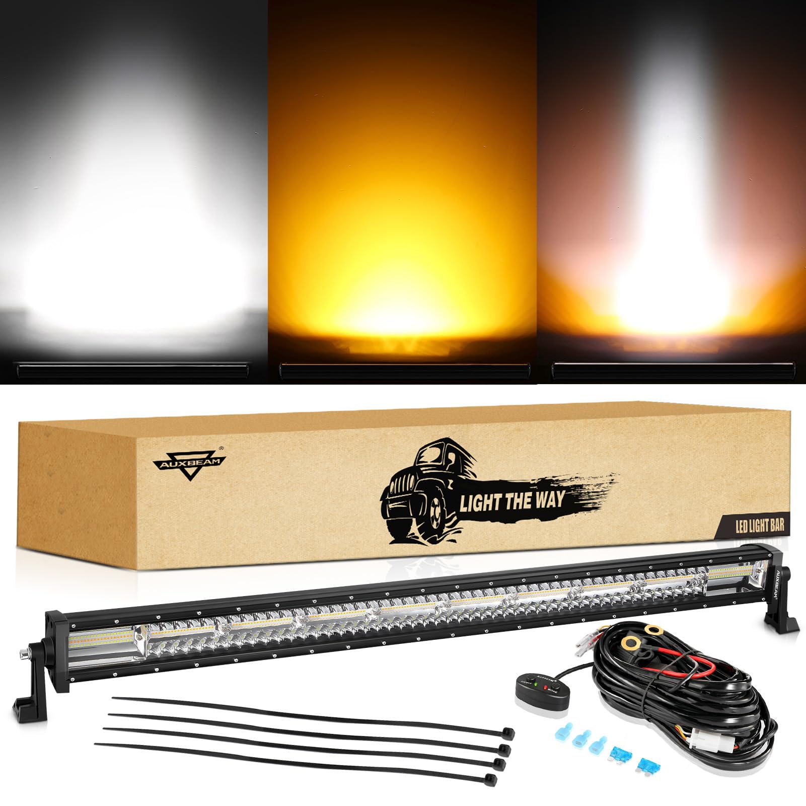 Photo 1 of ***PARTS ONLY***Auxbeam LED Led Light Bar 42 Inch 240W Straight Spot Flood Combo Led Off Road Lights, Amber White Strobe Offroad Fog Light Memory Function Yellow Driving Work Lights for Truck with DT Wiring Hardness