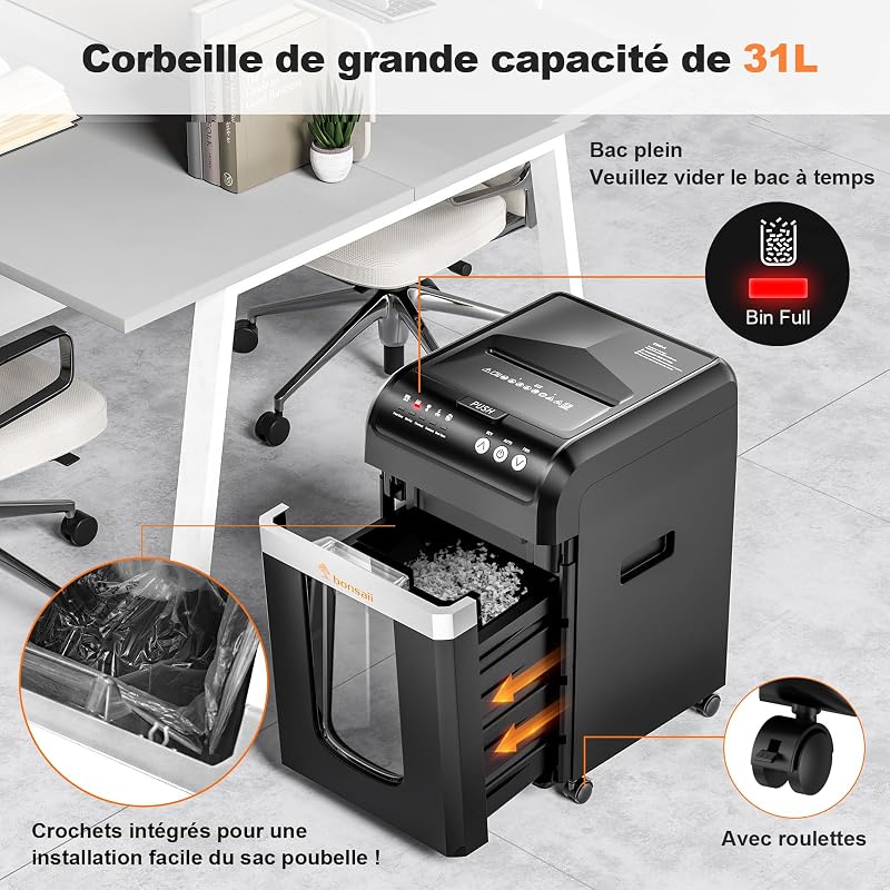Destructeur de Documents 200 Feuilles Auto-Feed, Coupe Micro P-4