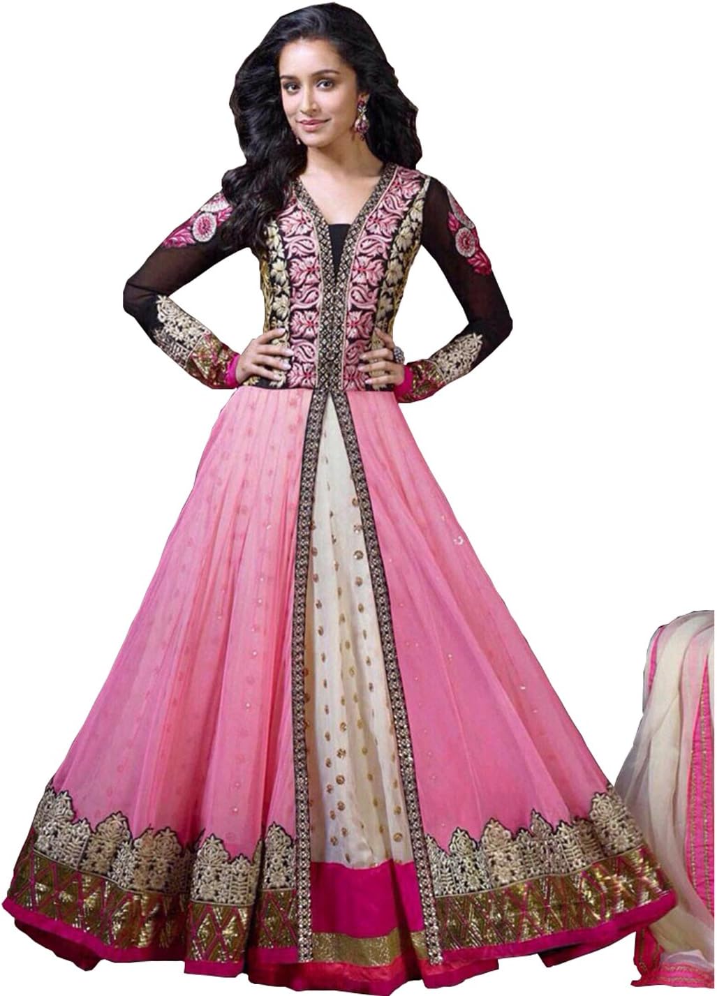 Rozdeal Women Chiffon Salwar Suit Dress Material (Rdhp102-7006A _Pink _Free Size)