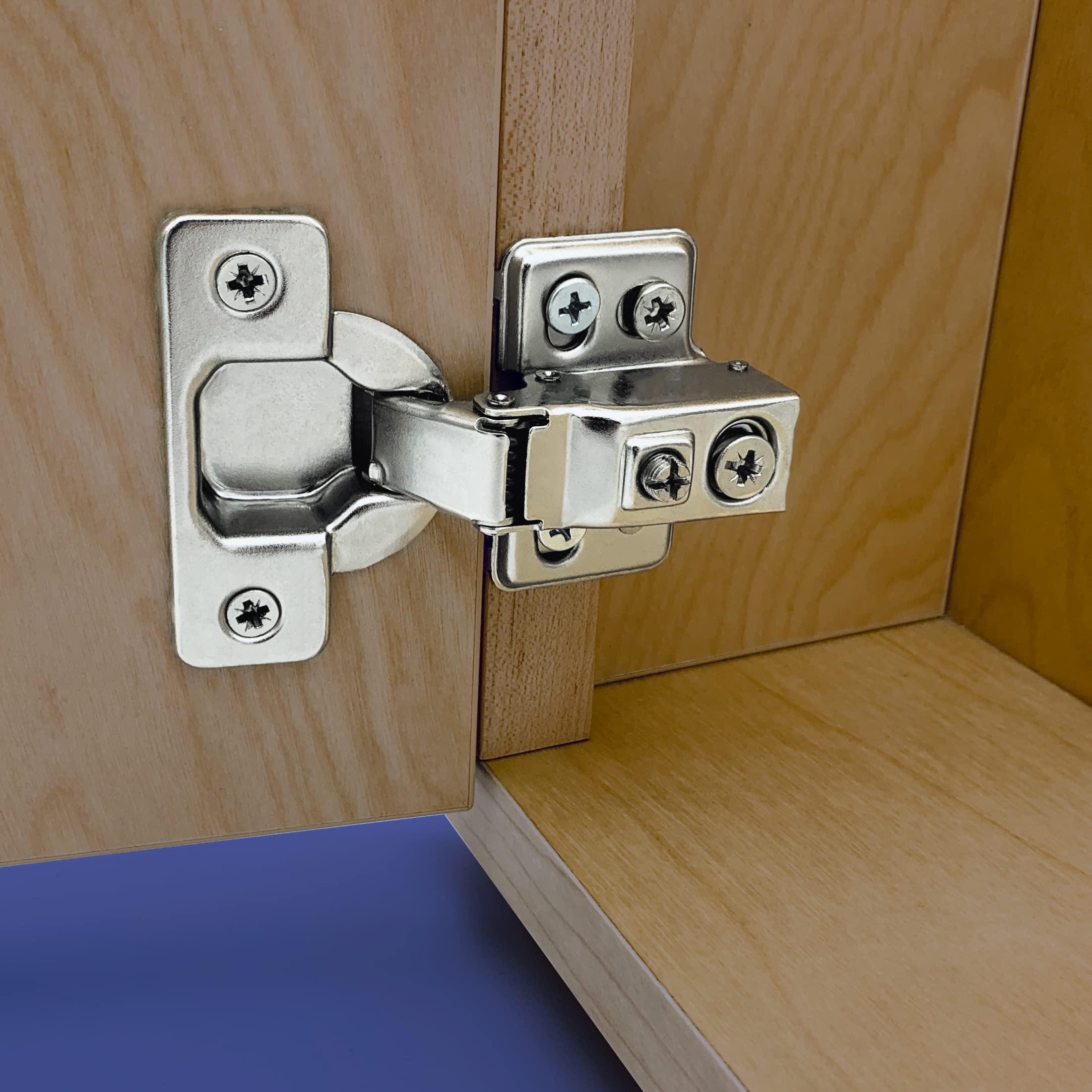 Photo 1 of Apollo Direct - Concealed Soft Close Face Frame Hinge, Featuring Zero Gap (cam Screw minimizes Gap Between Door and Cabinet), 105 Degree Open All-CAM-adjustments, 1/2" Overlay (18 Pack)