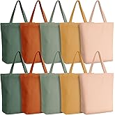 Reginary 10 Pcs Valentine Galentine Gift Reusable Canvas Grocery Shopping Tote Bag Bulk with Zipper for Women Employee Staff