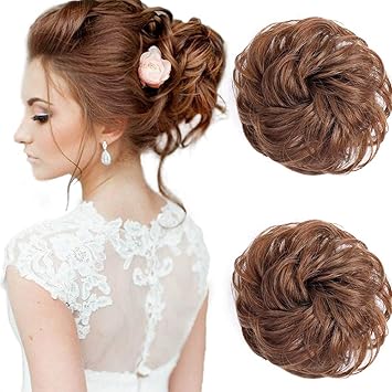 Amazon Com Stamped Glorious 2pcs Messy Bun Hair Piece Human Hair