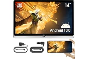 SEVENTOUR 14 inch New 4K Android 10.0 Portable Car TV Headrest Monitor Tablet for back seat, Support Phone Wireless mirroring Touch Screen,with WiFi/Bluetooth/HDMI/USB/AV in/FM/Airplay Video Player 2G+32G(1*PC)