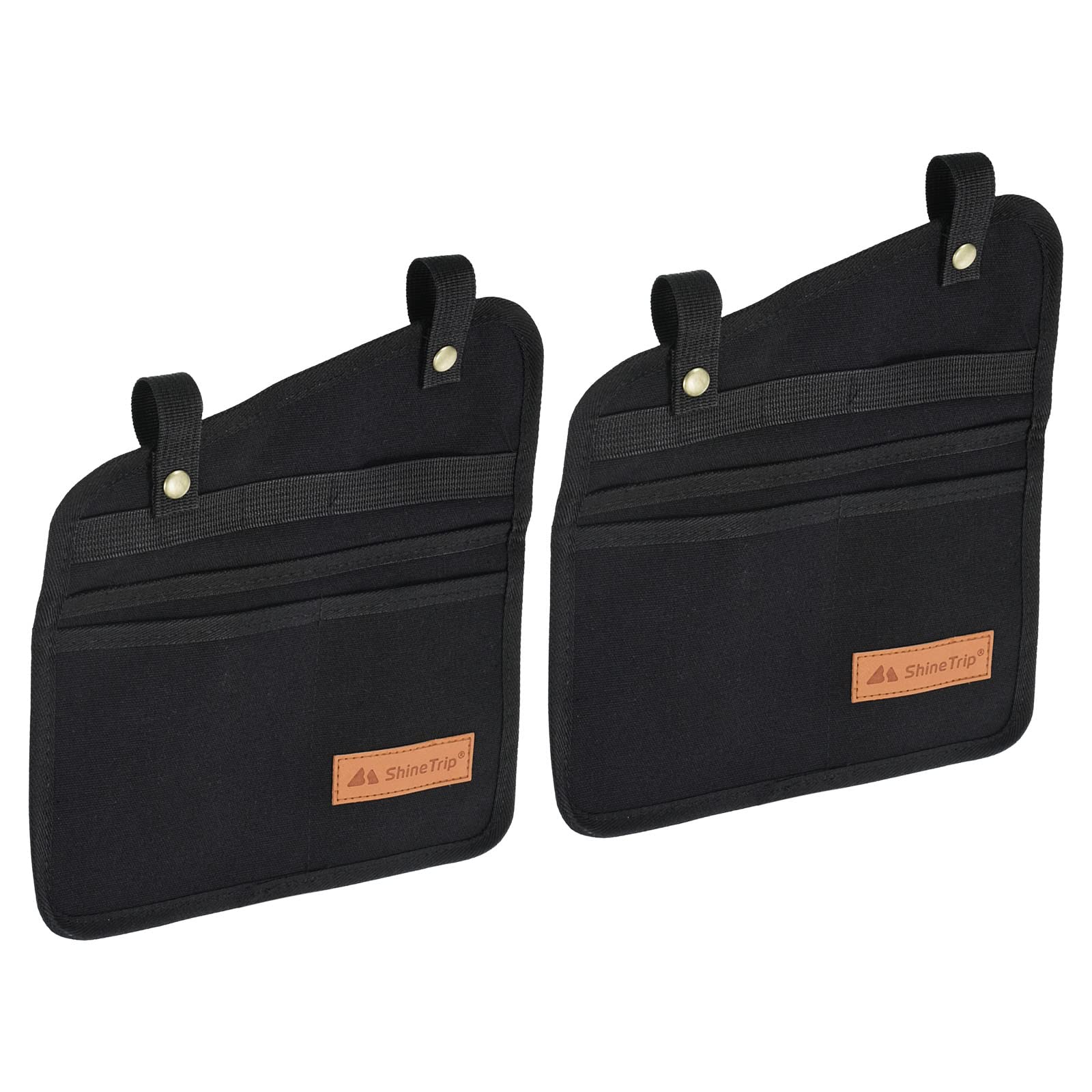 PATIKIL Beach Chair Armrest Bag, 2 Pack Folding Chair Side Pocket Portable Cup Holder Books Snacks Storage Bag for Camping Outdoors, Black