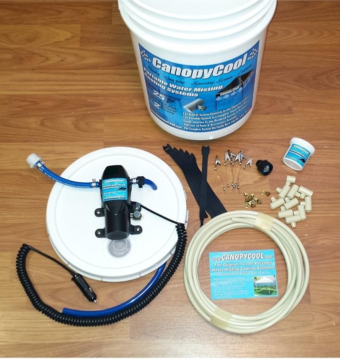 Canopy Cool 12volt Portable Water Misting Cooling System Bucket & Lid