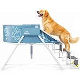 Furesh Foldable Dog Washing Station for Large Dogs with Stairs | Reinforced aluminum frame with foldable stairs for safe, elevated bathing and compact storage.