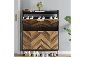 Bonvache Shoe Storage Cabinet with 2 Flip Drawers, Freestanding Hidden Shoe Cabinet for Narrow Places, Entryway,Hallway