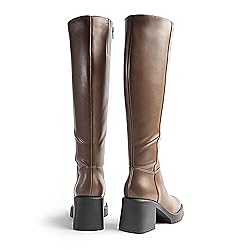 Cusolemore Women Platform Brown Knee High Boots