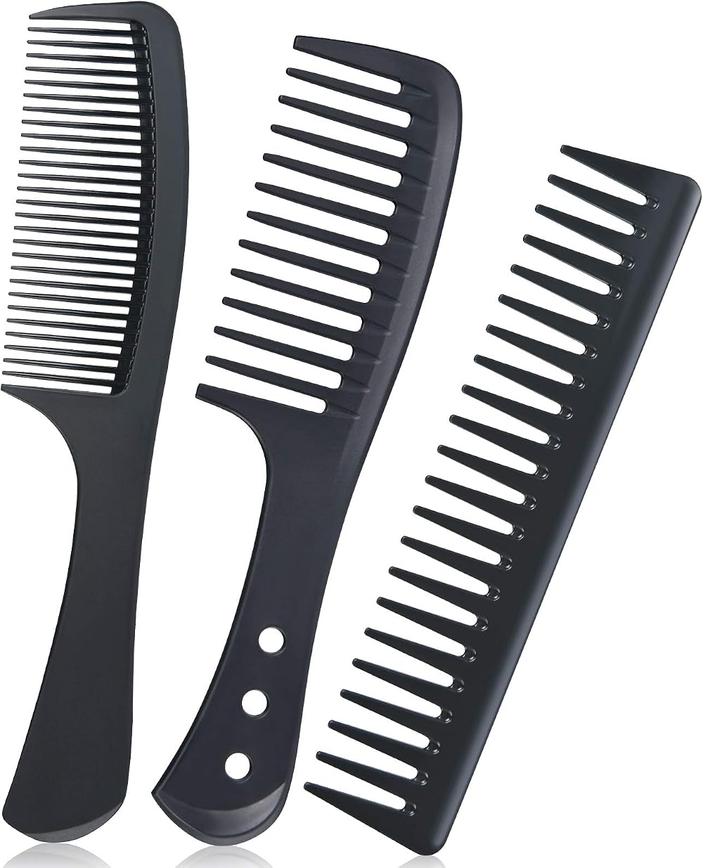 URAQT Hairdressing Combs Set 3 Pack Wide Tooth Carbon Anti Static Heat Resistant