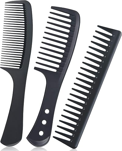 URAQT Hairdressing Combs Set 3 Pack Wide Tooth Carbon Anti Static Heat Resistant