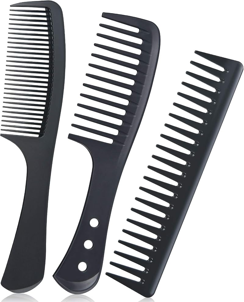 URAQT Hairdressing Combs Set 3 Pack Wide Tooth Carbon Anti Static Heat Resistant